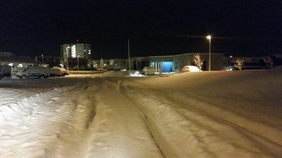 Það var víða þungfært á Akureyri um helgina