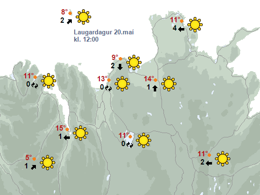Spáð sumarveðri á laugardaginn Spáð sumarveðri á laugardaginn