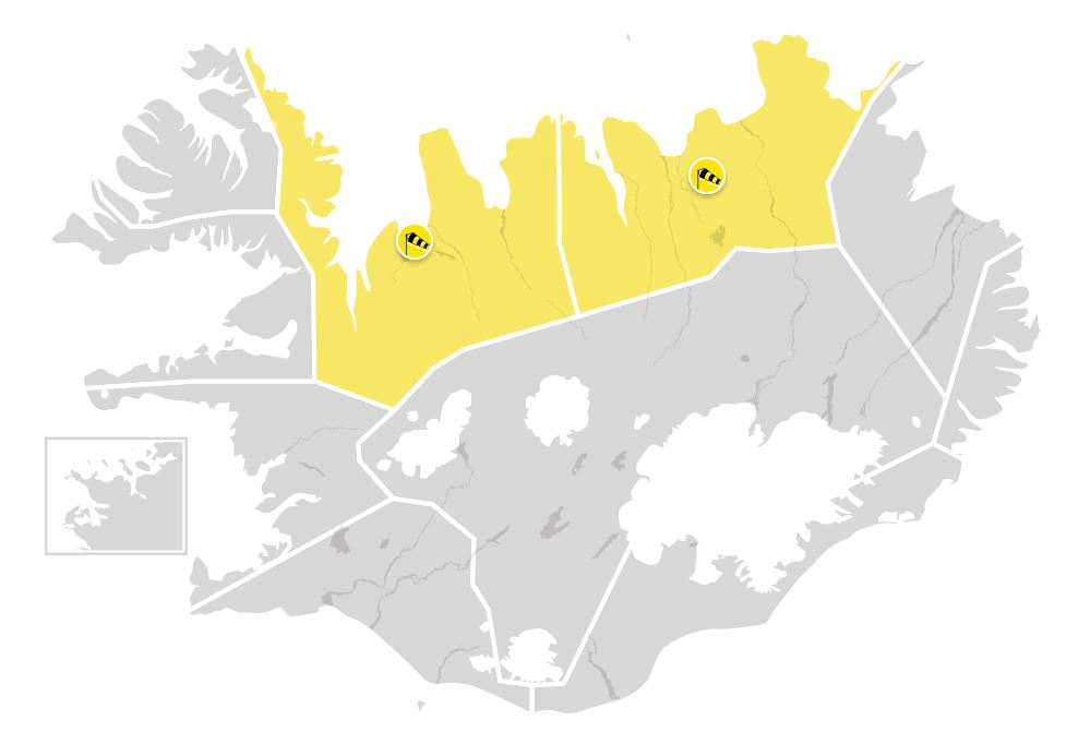 Gul viðvörun á Norðurlandi eystra á morgun