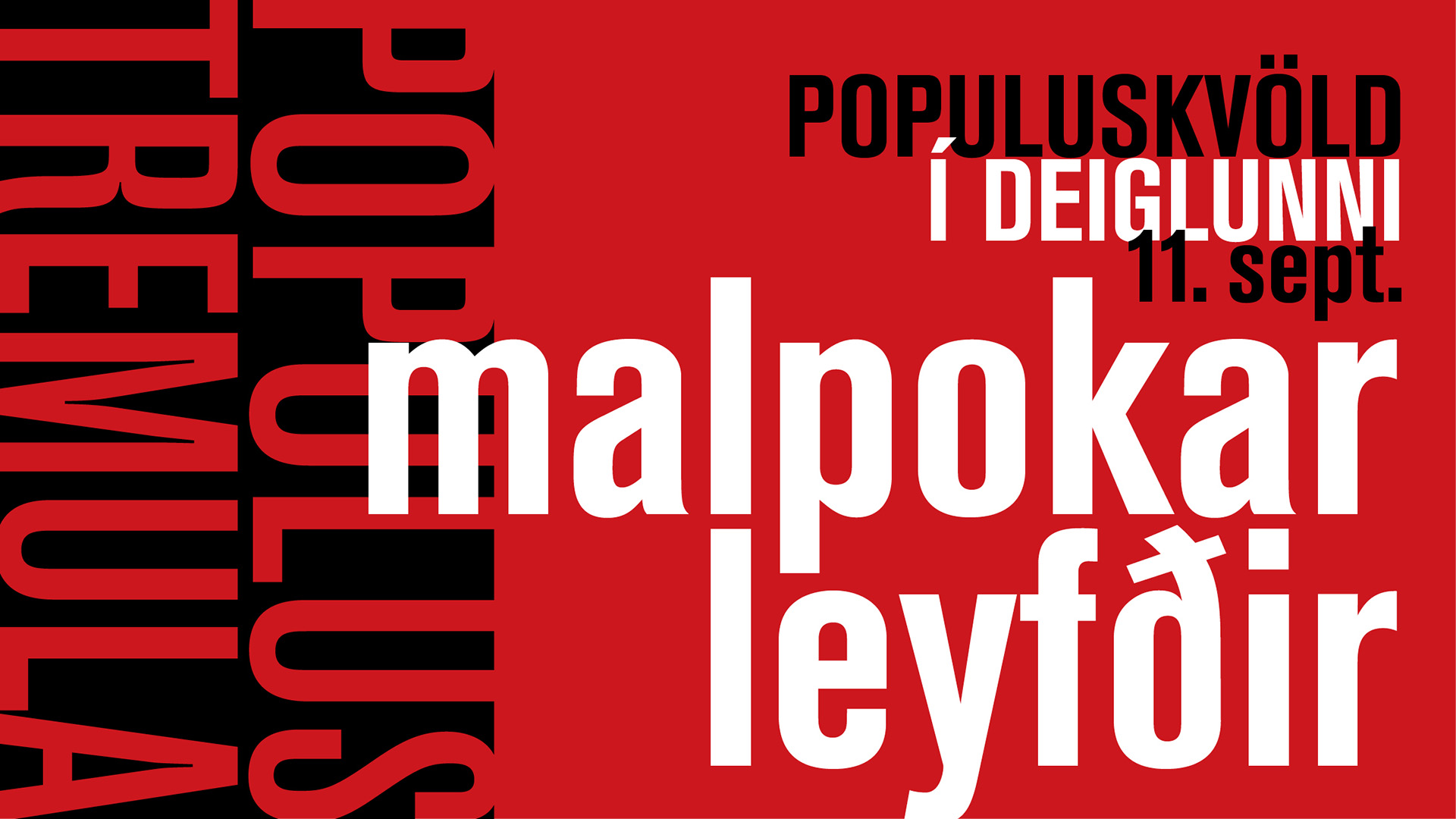 Gilfélagið 30 ára – Populus kvöld í Deiglunni 11. september