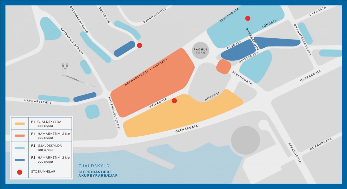 Gjaldskylda í bílastæði í miðbænum hefst 4. apríl Gjaldskylda í bílastæði í miðbænum hefst 4. apríl