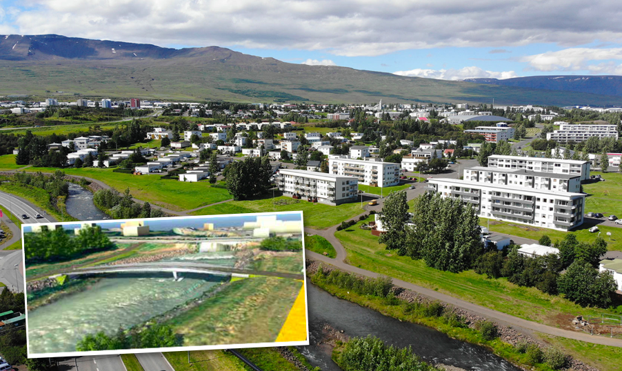 Ný göngu- og hjólabrú yfir Glerá í burðarliðnum