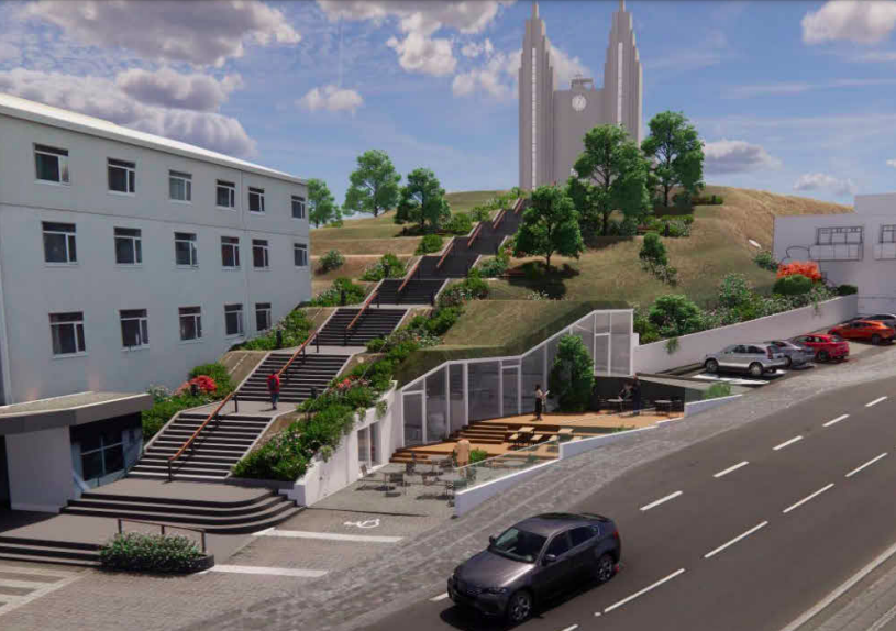 Útisvæði í stað bílastæða Útisvæði í stað bílastæða